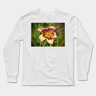 Peach And Wine Daylily Long Sleeve T-Shirt